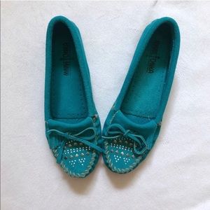 MINNETONKA Turquoise Suede Moccasins